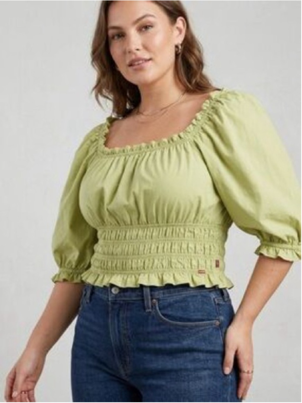 Levi's Tilly Smocked Cotton Top Green Size 2X
